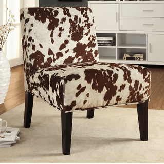 Cowhide Fabric Slipper Accent Chair