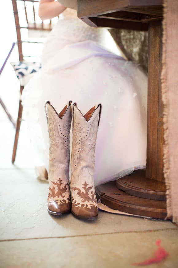 Wedding dress and cowboy boots