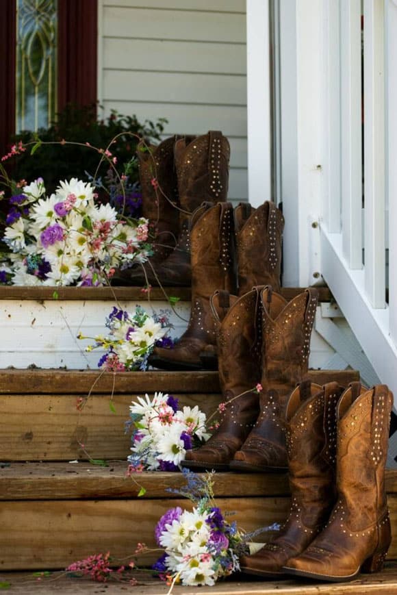 Brown boots and flowers