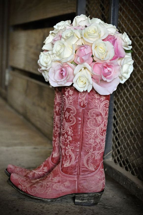 Red cowboy boots and roses