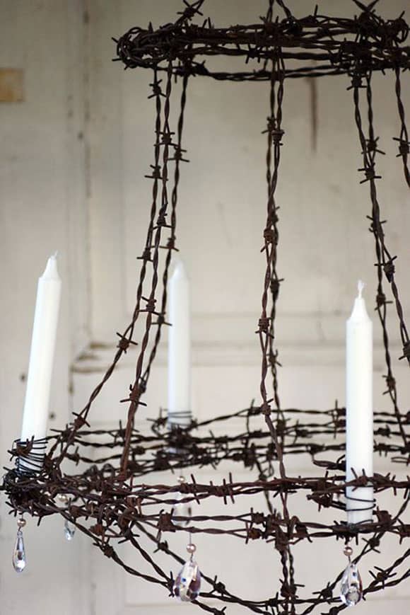 barbed wire chandelier