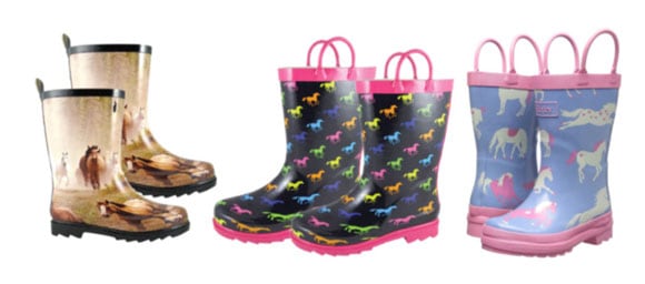 kids horse print rain boots