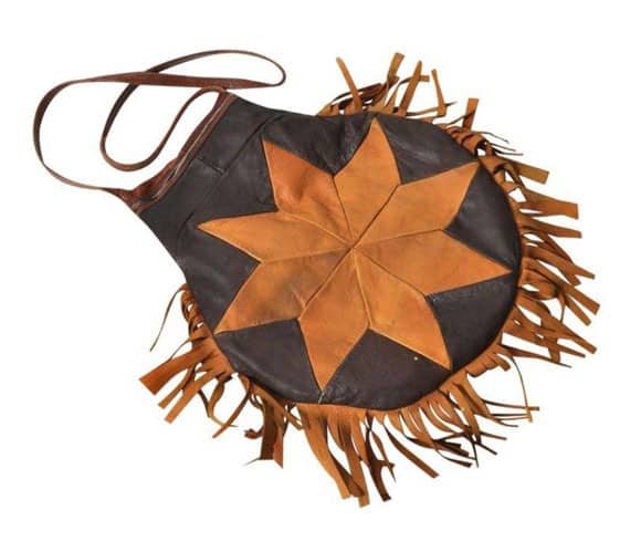 Vintage Brown Leather Sunburst Bag