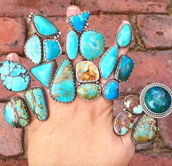 Turquoise rings and stones
