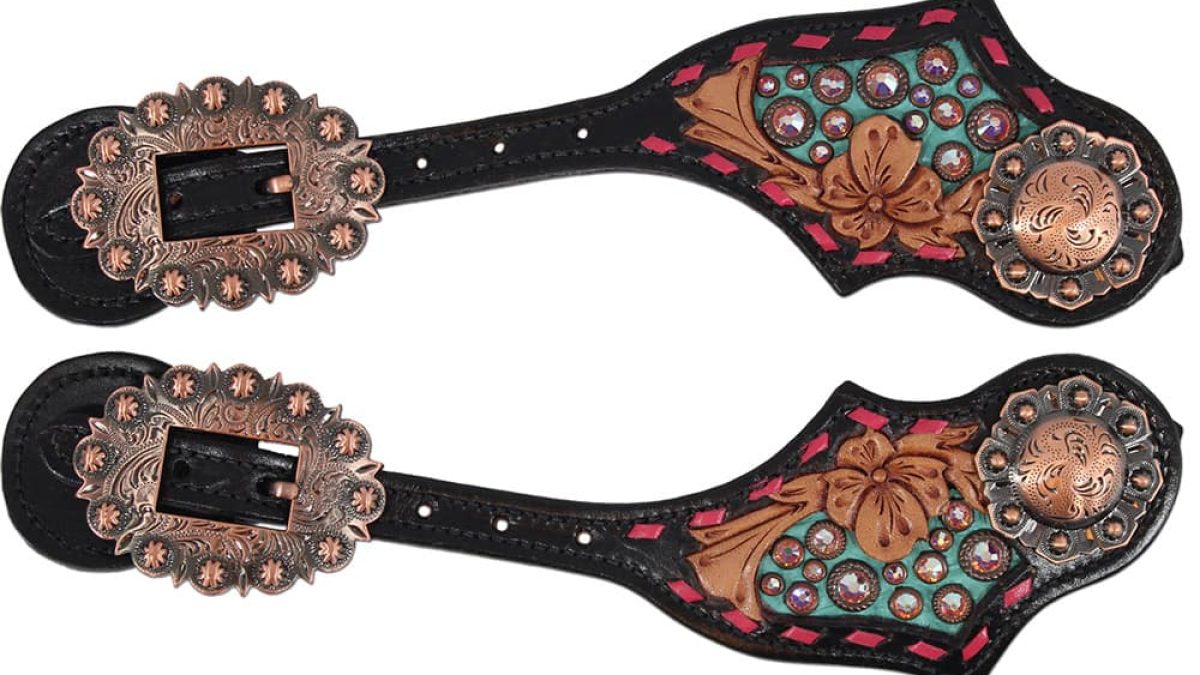 Pink-and-copper-spur-straps