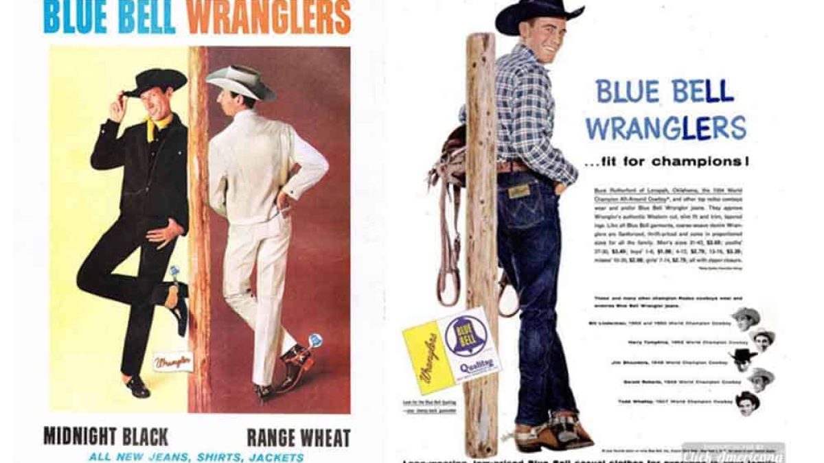 wrangler wranglers blue bell vintage western fashion 1980 1990 cowboy men man cowgirl magazine