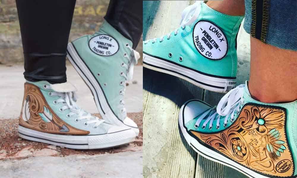 custom converse long x trading co converse cowgirl magazine tooled leather custom shoes tooling