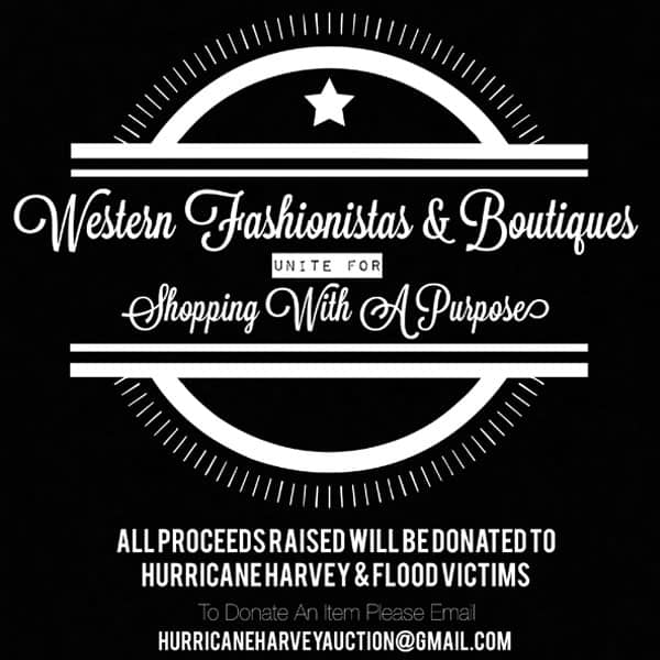 hurricane Harvey shopping with a purpose relief fund American Red Cross western fashionista fashionistas boutique clothing clothes donate contribute donation donations cowgirl magazine