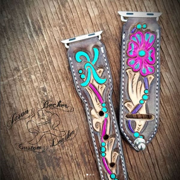 tooled leather work jason Becker custom leather Apple Watch band bands cowgirl magazine
