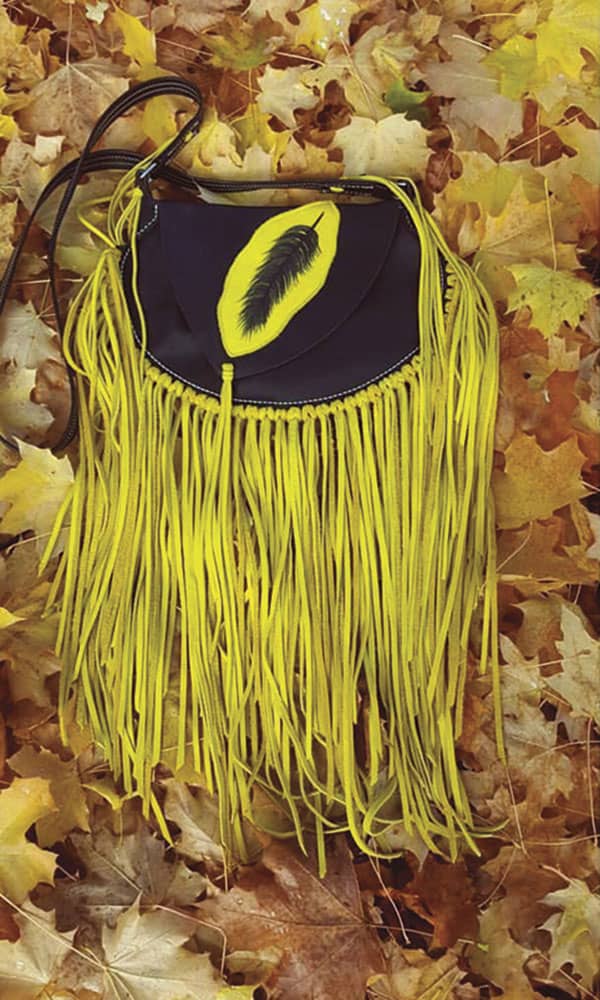 Ranch Rouge Cowgirl Magazine Yellow leather fringe purse photo by Trish Knight