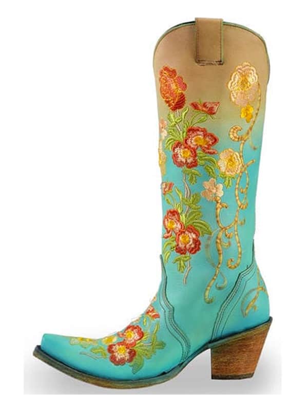 Corral flower turquoise and orange boots cowgirl magazine