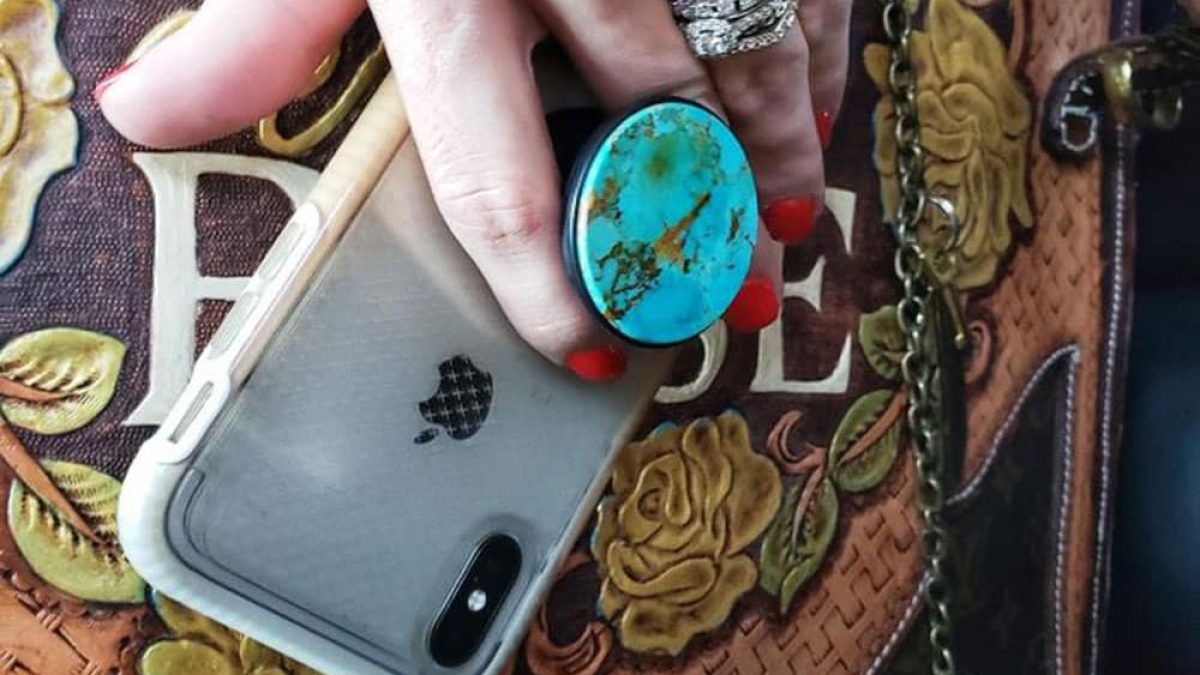 turquoise cellphone grip