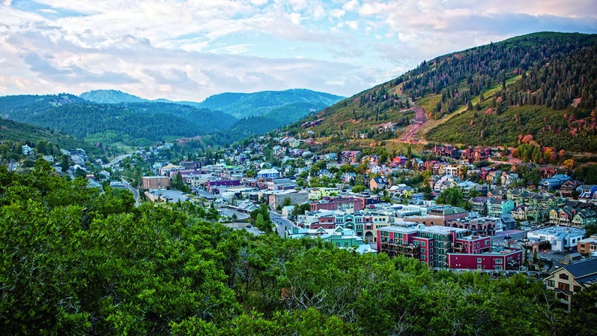 park city utah town streets birds eye view mountains landscape cowgirl magazine