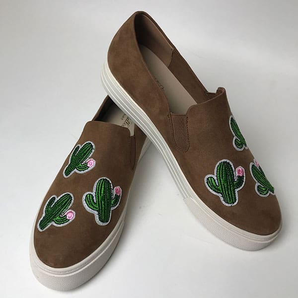 cactus on brown shoes for spring