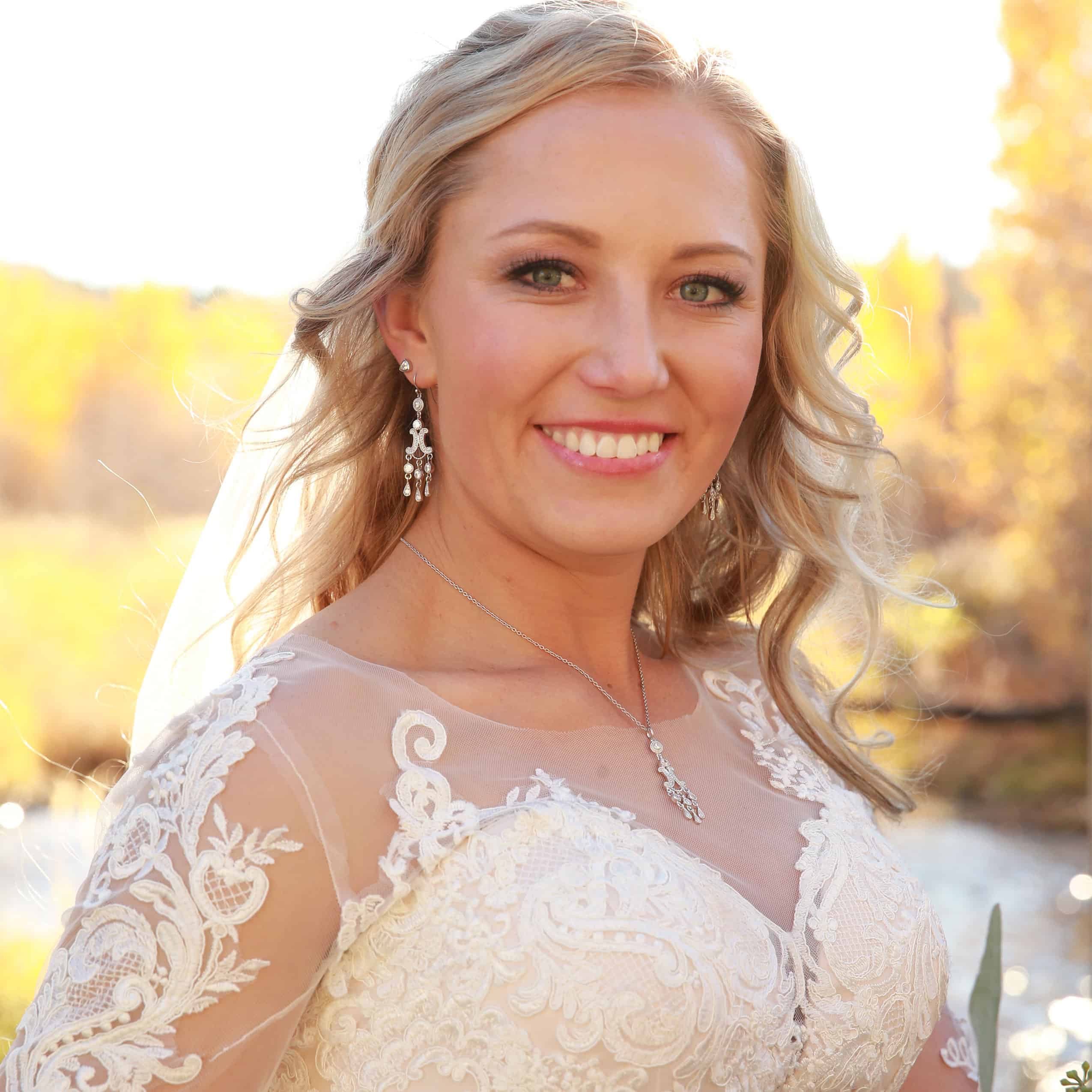 Montana Silversmiths necklace and earrings on a bride on her wedding day