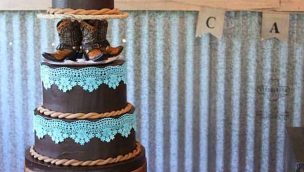 Brown-and-Turquoise-Western-Cake