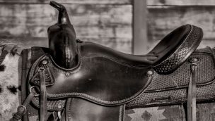 saddle in black and white cowgirl magazine