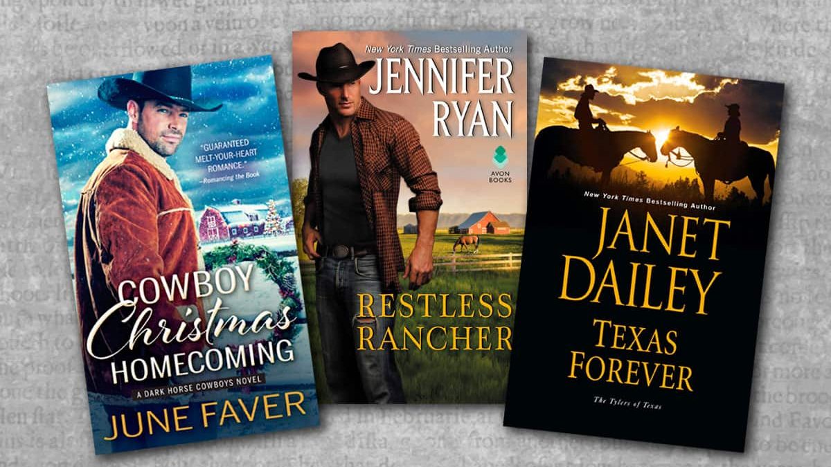 texas forever cowboy christmas homecoming restless rancher book covers on gray background cowgirl magazine