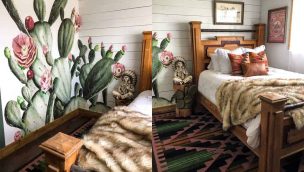 Rachel Joi guest bedroom cactus wallpaper cowgirl magazine