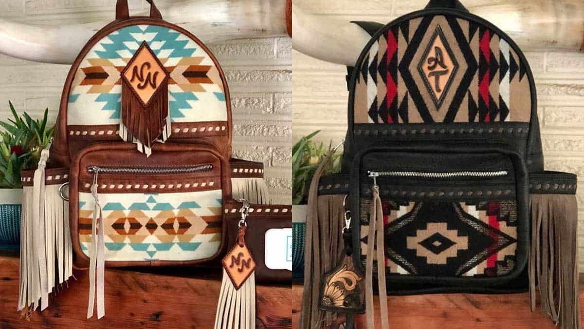 wild and woolly leather leather backpack pendleton backpack fringe backpack cowgirl magazine