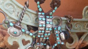 Horse bits and spurs with turquoise
